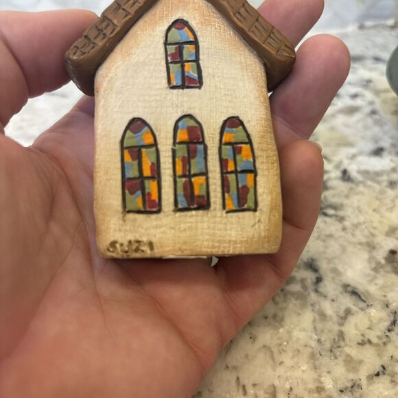 Vintage 1998 Blossom Bucket Suzi Skoglund Church Stain Glass Windows Signed Suzi - Picture 5 of 9